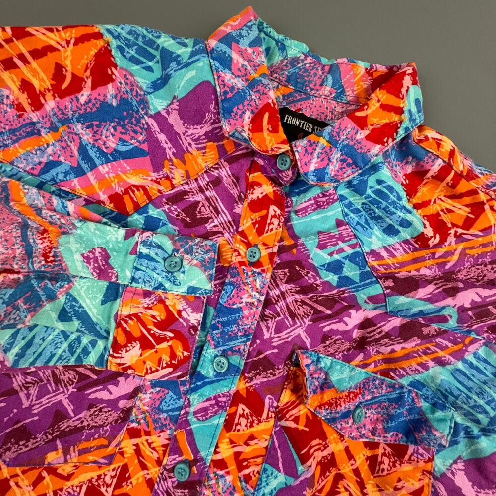 Vintage Frontier Series Western Shirt L Women’s Neon Rodeo 90s